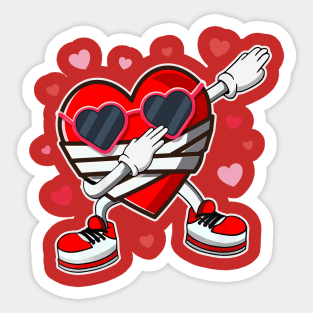 Dabbing for Valentine, Dab Heart Valentines Day Dance Sticker